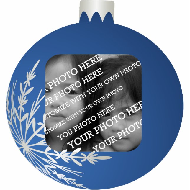 Lijst met blauw kerstbal fotobeeldje ornament (Voorkant)