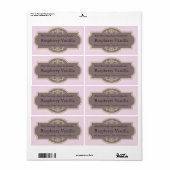  Lijst met bloemaccenten in rood grijs Etiket (Full Sheet)