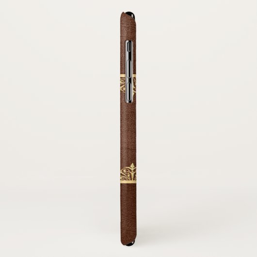 Lijst met bruin leder en goudlak Case-Mate iPhone case (Achterkant/links)