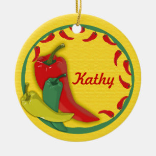 Lijst met Chili Pepper Circle Keramisch Ornament