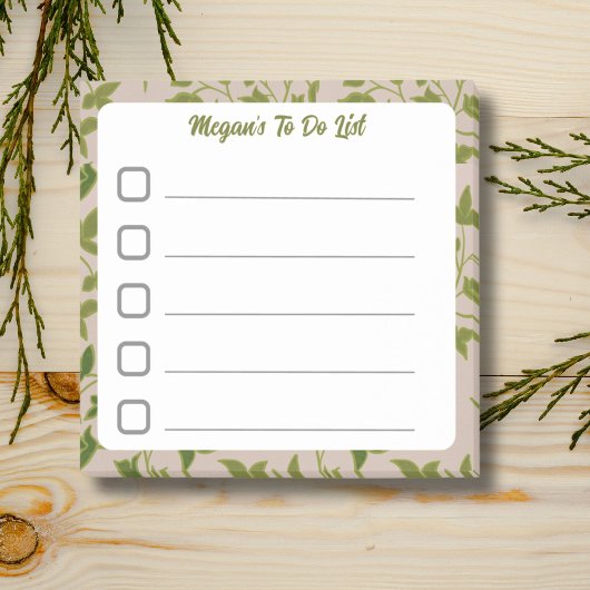 Lijst met groene bladwijnstokken Sticky Lined To D Post-it® Notes