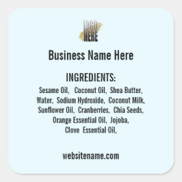 Lijst met ingrediënten met Logo-website over licht Vierkante Sticker