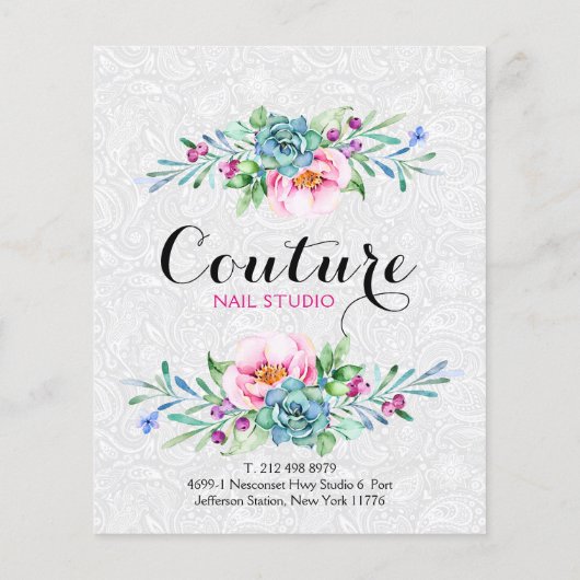 Lijst met kleurrijke Floral Bouquet-menu Flyer (Achterkant)