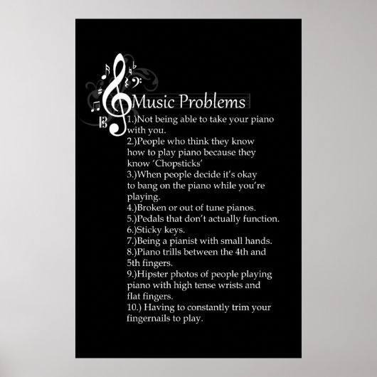 Lijst met Pianoproblemen Poster (Voorkant)