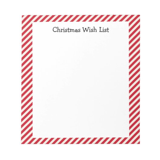 Lijst met rode en witte kerstaven notitieblok (Voorkant)