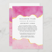 Lijst met roze en goudbont met minder bruiloft aankondiging (Voorkant / Achterkant)