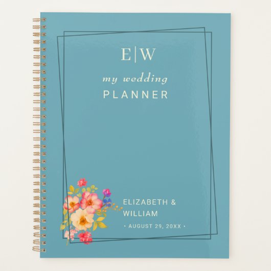 Lijst met Rozen, Trouwstijl op retro blauw Planner (Voorkant)