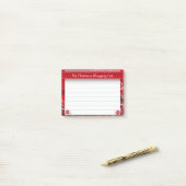 Lijst met speciaal ingerichte rode kerstwinkels post-it® notes (Op bureau)