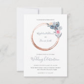 lijst met stoffige blauwe en roze rozen bruiloft kaart (Voorkant)