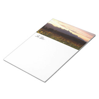 Lijst met zonsondergang van tekst notitieblok