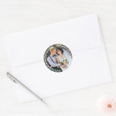  Lijst monogram bruiloft foto Ronde Sticker (Envelop)
