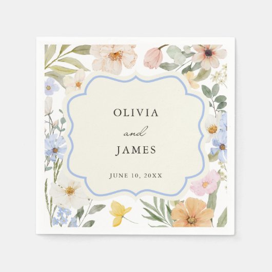  Lijst Pastel Floral Wedding Servet (Voorkant)