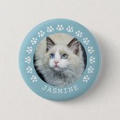 Lijst Pet foto blauwe kattenverf Ronde Button 5,7 Cm (Voorkant)