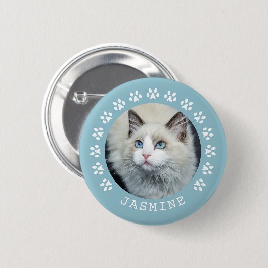 Lijst Pet foto blauwe kattenverf Ronde Button 5,7 Cm (Voorkant /achterkant)