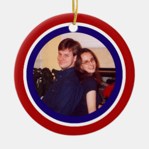 Lijst Rode, witte en blauwe foto Keramisch Ornament