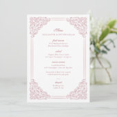 Lijst Romantisch Roze Elegant Script Menu (Staand voorkant)