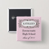 Lijst Roze Afstuderen Vierkante Button 5,1 Cm (Voorkant /achterkant)