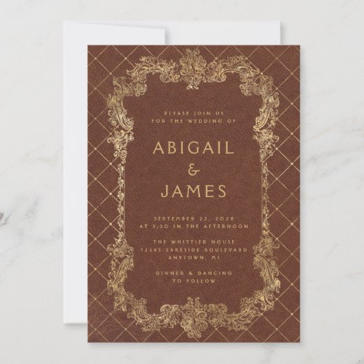  Lijst Rust Gold QR Code Wedding Kaart (Voorkant)