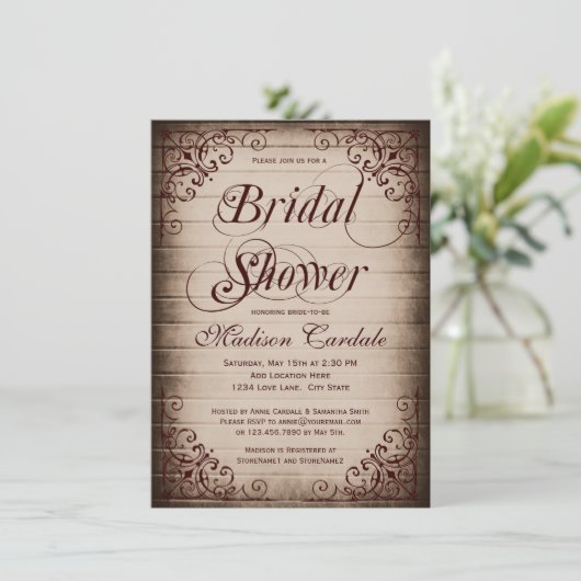 Lijst Rustic Bridal Shower Invitations Kaart (Staand voorkant)