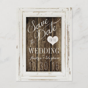  Lijst Rustic Wood Typography Save the Date Aankondigingskaart