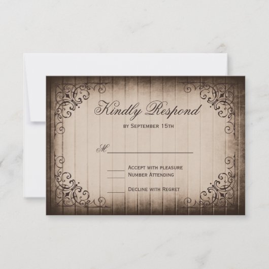 Lijst Rustic Wood Wedding RSVP-kaarten RSVP Kaartje (Voorkant)