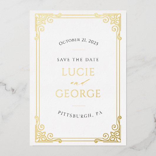   Lijst sparen de Echte Folie van de Datum Folie Uitnodiging (Voorkant)