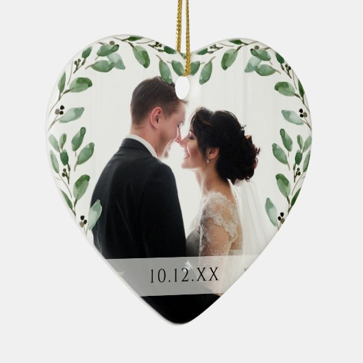 Lijst | Speciale datum en twee foto's Keramisch Ornament (Rechts)