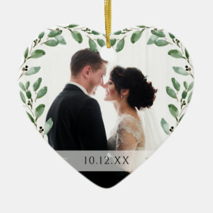 Lijst Speciale datum en twee foto's Keramisch Ornament