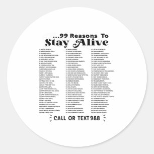 Lijst van 99 redenen om in leven te blijven - gees ronde sticker