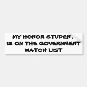 Lijst van de opvolging van de studenten bumpersticker