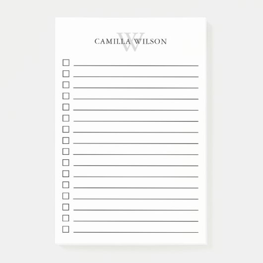 Lijst van eenvoudige monogram cheque post-it® notes (Voorkant)