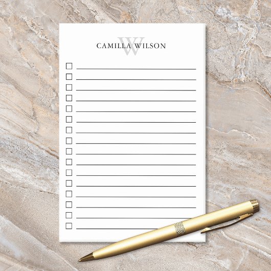 Lijst van eenvoudige monogram cheque post-it® notes