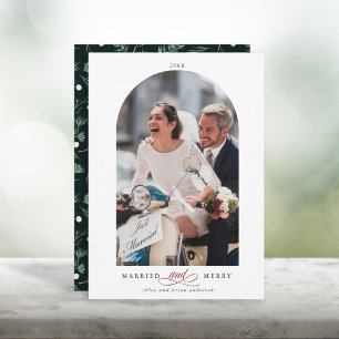 Lijst van Elegant Arch, gehuwd en foto van Merry Feestdagenkaart