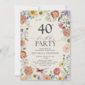 Lijst van geperste wilde bloemen 40e verjaardag kaart (Voorkant)