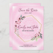 Lijst van gulden met bloemen en bladeren save the date (Voorkant / Achterkant)