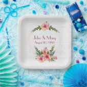 Lijst van het huwelijk met Hibiscus op gewitwasd h Papieren Bordje (Feest)