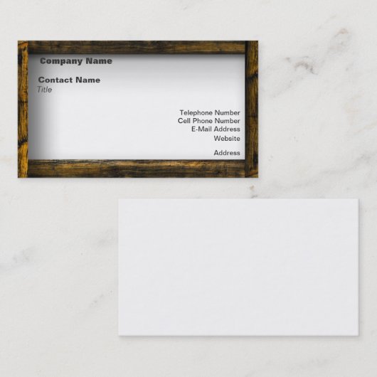 Lijst van hout visitekaartje (Voorkant / Achterkant)