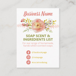 Lijst van ingrediënten van Floral Spring Soap Sce Visitekaartje