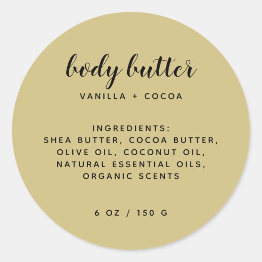 Lijst van ingrediënten van gematigde goudmakerbote ronde sticker (Voorkant)