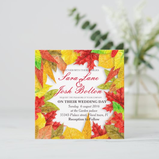 Lijst van kleurrijke herfstbladeren kaart (Staand voorkant)