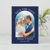 Lijst van moderne Arch Blue Save The Date (Staand voorkant)