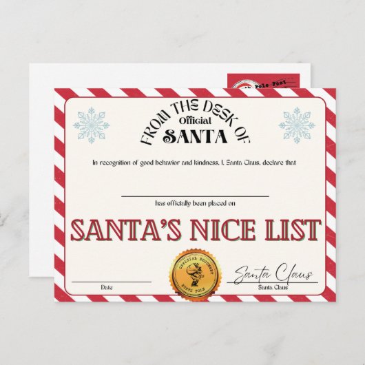 Lijst van Nice voor de kerstman Briefkaart (Voorkant / Achterkant)