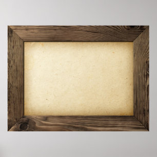 Lijst van oud hout met geel papier binnenin poster