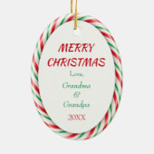 Lijst van Santa- en Fox Candy Cane Keramisch Ornament (Achterkant)