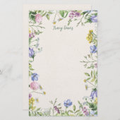 Lijst van wilde bloemen, gepersonaliseerd briefpapier (Voorkant / Achterkant)