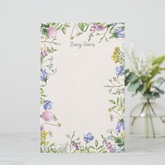 Lijst van wilde bloemen, gepersonaliseerd briefpapier (Staand voorkant)