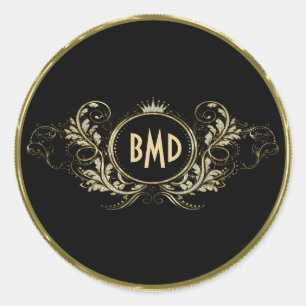 Lijst van zwarte en zwarte glittermeisjes ronde sticker