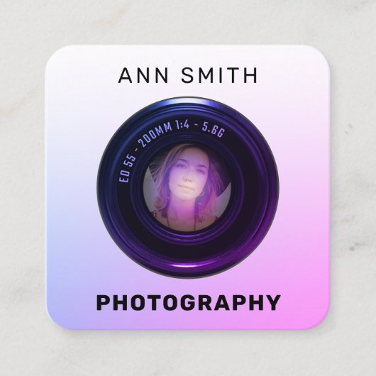 Lijst vierkant visitekaartje camera lens (Voorkant)