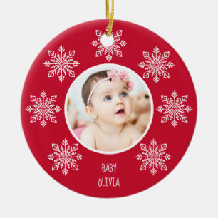 Lijst voor eerste kerstmis 2 Foto van baby's Keramisch Ornament