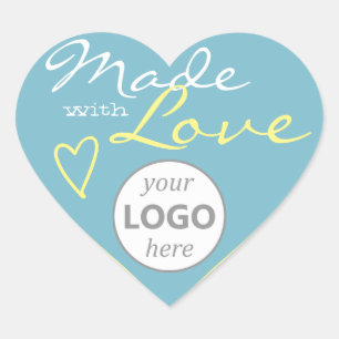 Lijst voor hartvorm Pastel blauw gemaakt met Logo  Hart Sticker